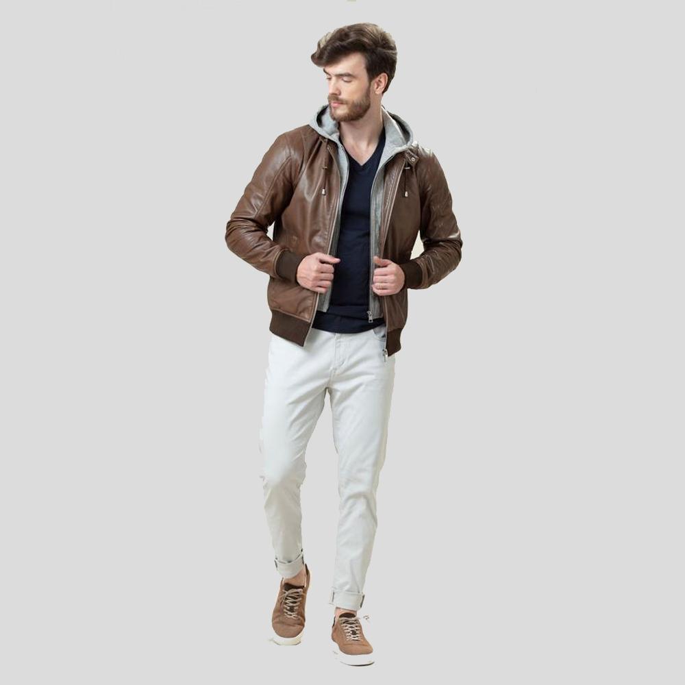 Bruce Brown Bomber Leather Jacket - Shearling leather