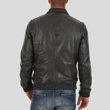 Load image into Gallery viewer, Ioan Black Bomber Leather Jacket - Shearling leather
