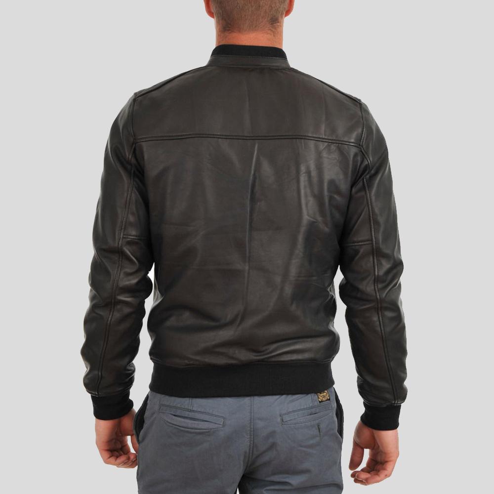 Tom Black Bomber Leather Jacket - Shearling leather