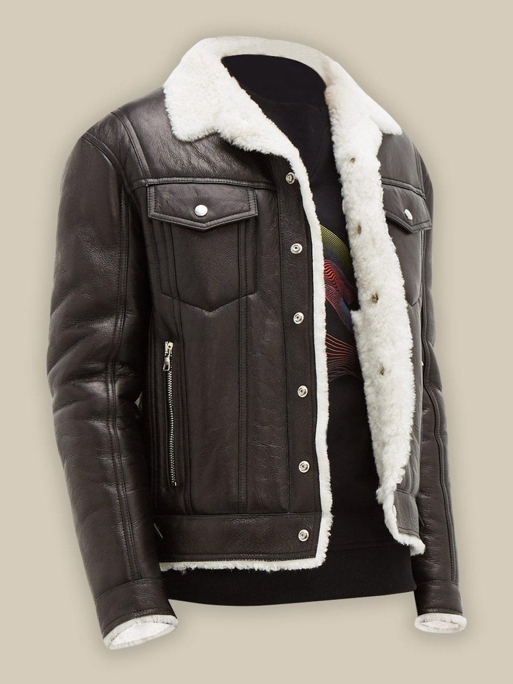 MEN STREETSTYLE SHEARLING JACKET - Shearling leather