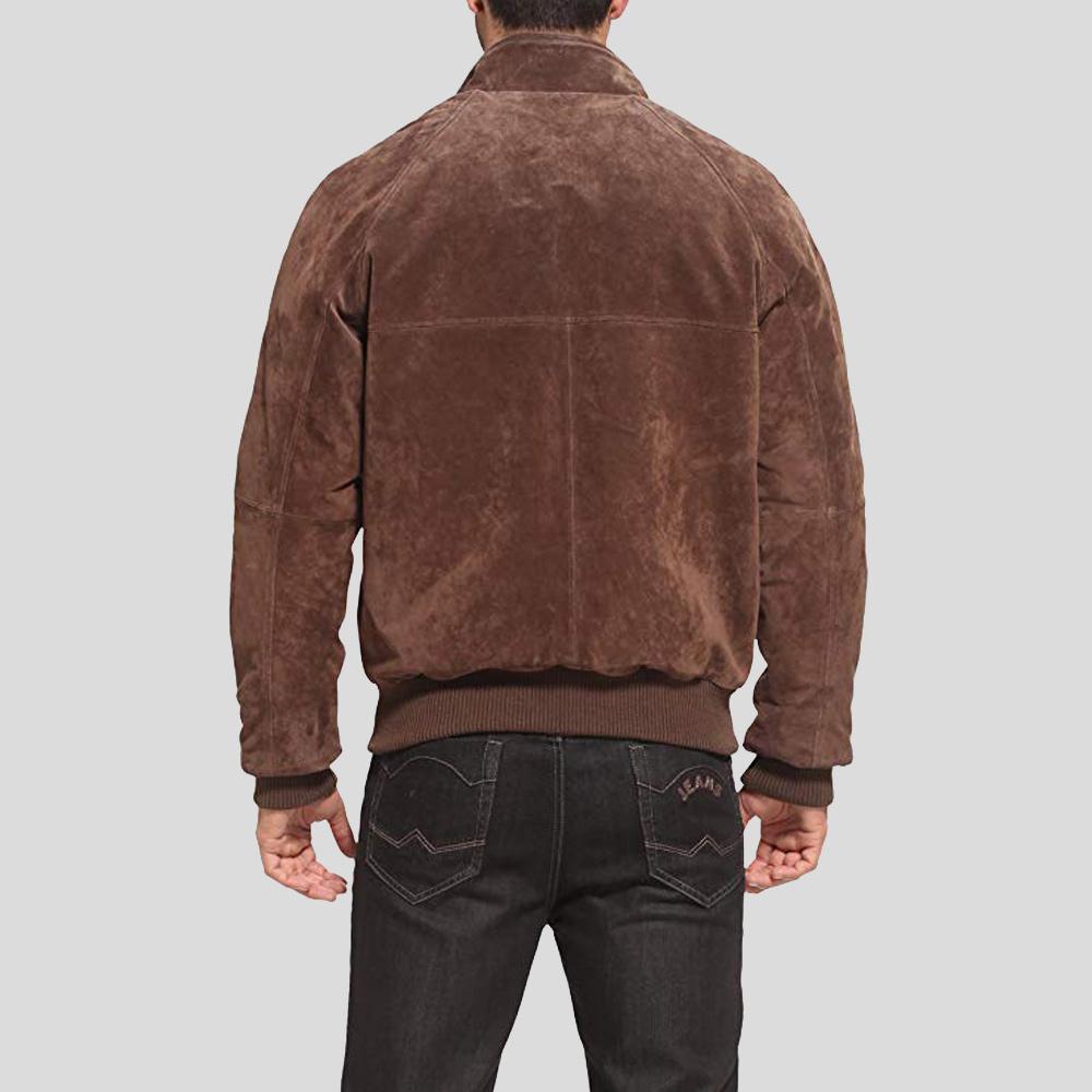 Harry Suede Brown Bomber Leather Jacket - Shearling leather