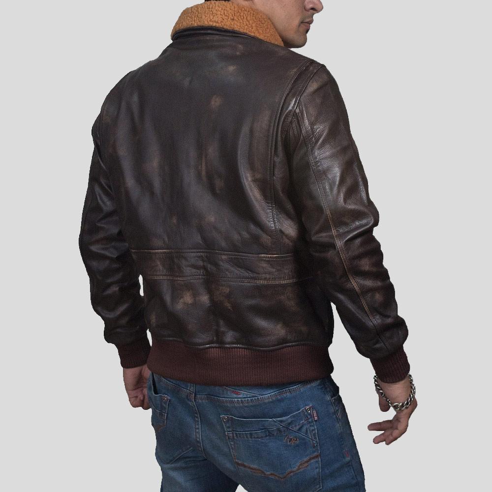 Kane Brown Bomber Leather Jacket - Shearling leather