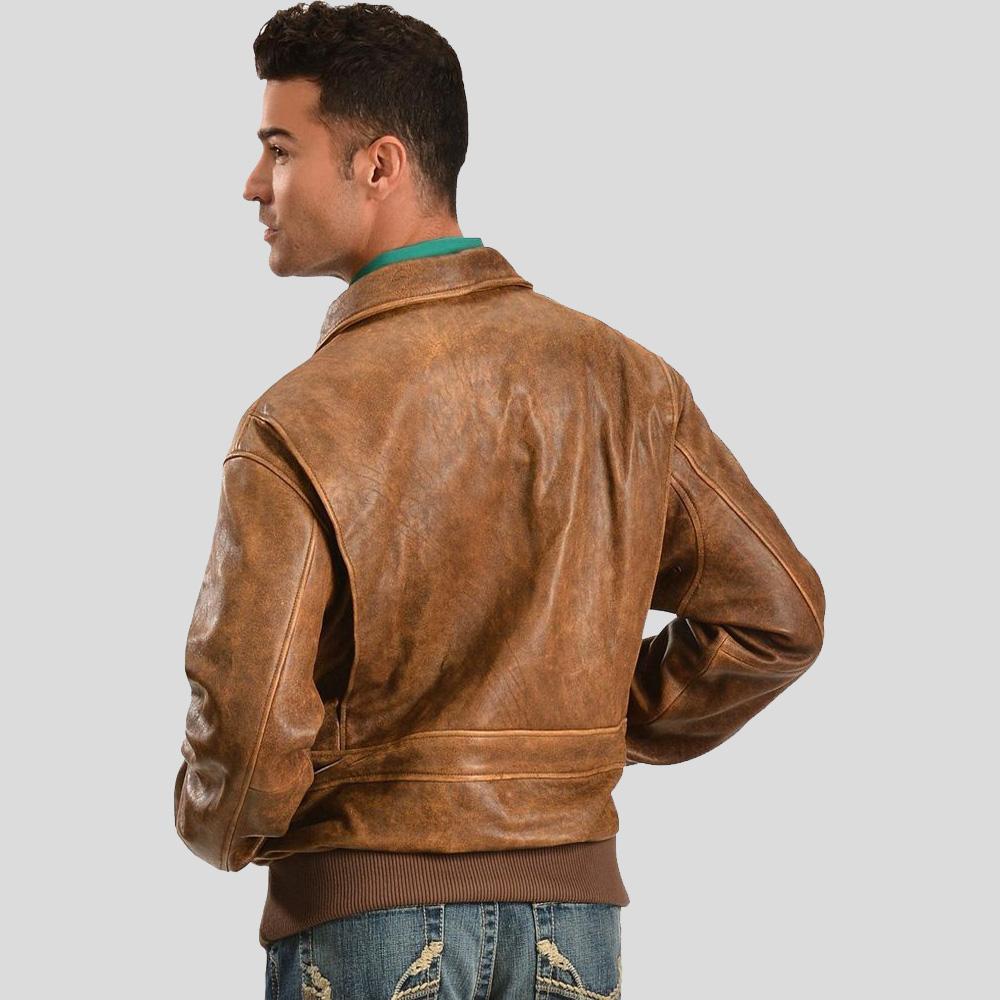 Mord Brown Bomber Leather Jacket - Shearling leather