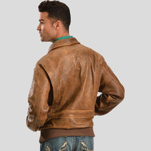 Load image into Gallery viewer, Mord Brown Bomber Leather Jacket - Shearling leather
