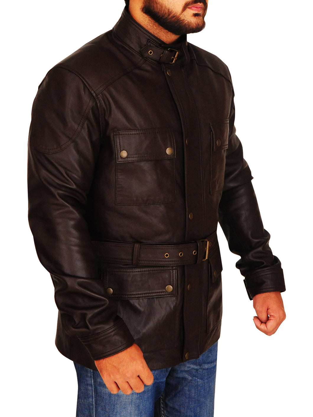 Men Brown Field Jacket - Shearling leather