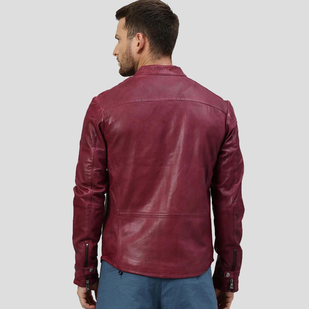 Chase Red Racer Leather Jacket - Shearling leather