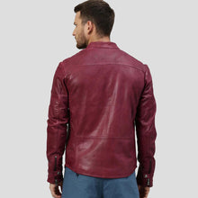 Load image into Gallery viewer, Chase Red Racer Leather Jacket - Shearling leather
