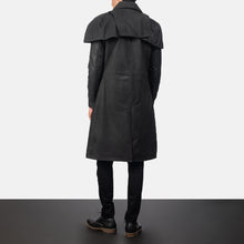 Load image into Gallery viewer, Mens Classic Black Sheepskin Leather Dustoer Coat
