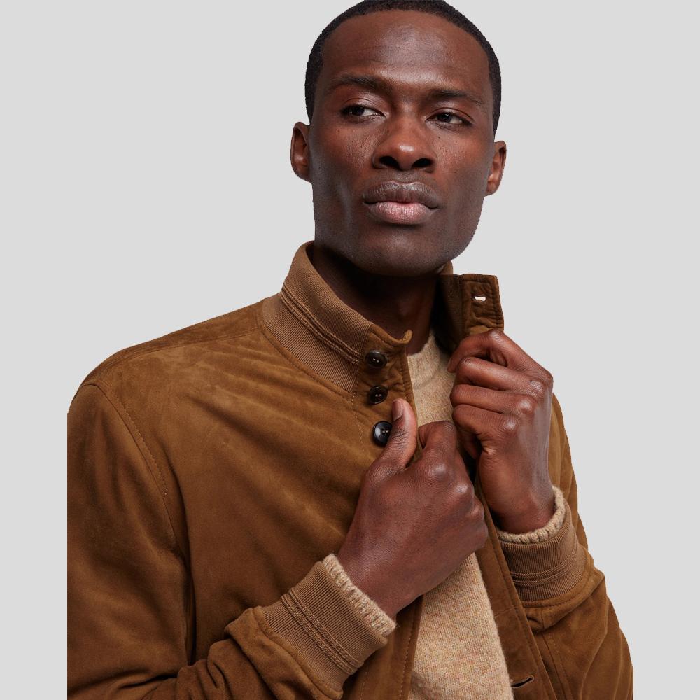 Cohen Tan Suede Leather Jacket - Shearling leather