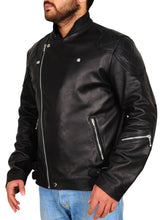 Load image into Gallery viewer, Black Leather Biker Jacket | Motorcycle Jackets | Black Leather Jacket
