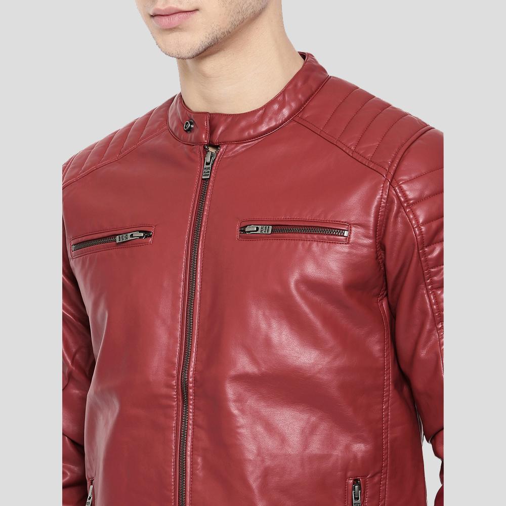 Cooper Red Quilted Leather Jacket - Shearling leather