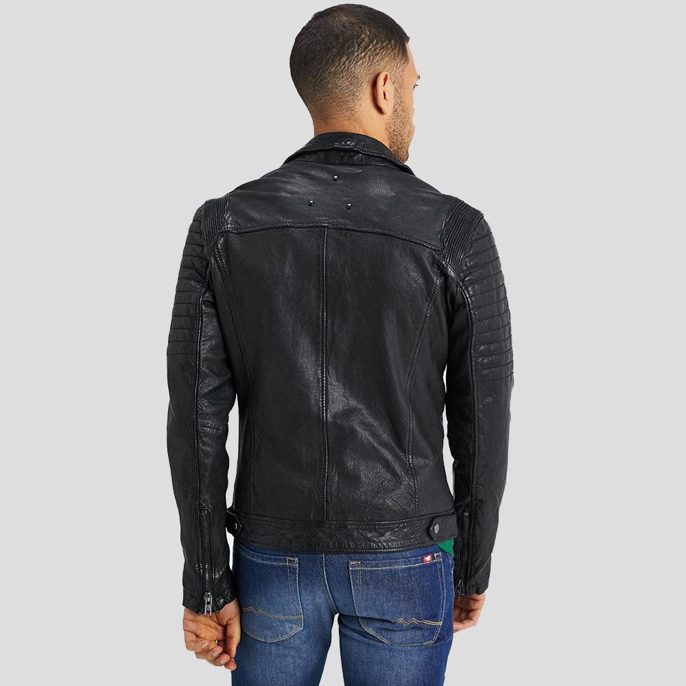 Dale Black Quilted Lambskin Leather Jacket - Shearling leather
