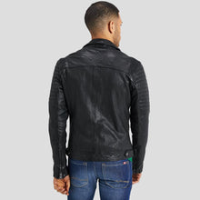 Load image into Gallery viewer, Dale Black Quilted Lambskin Leather Jacket - Shearling leather

