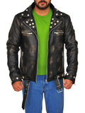 Men Distressed Brown Snake Jacket - Shearling leather