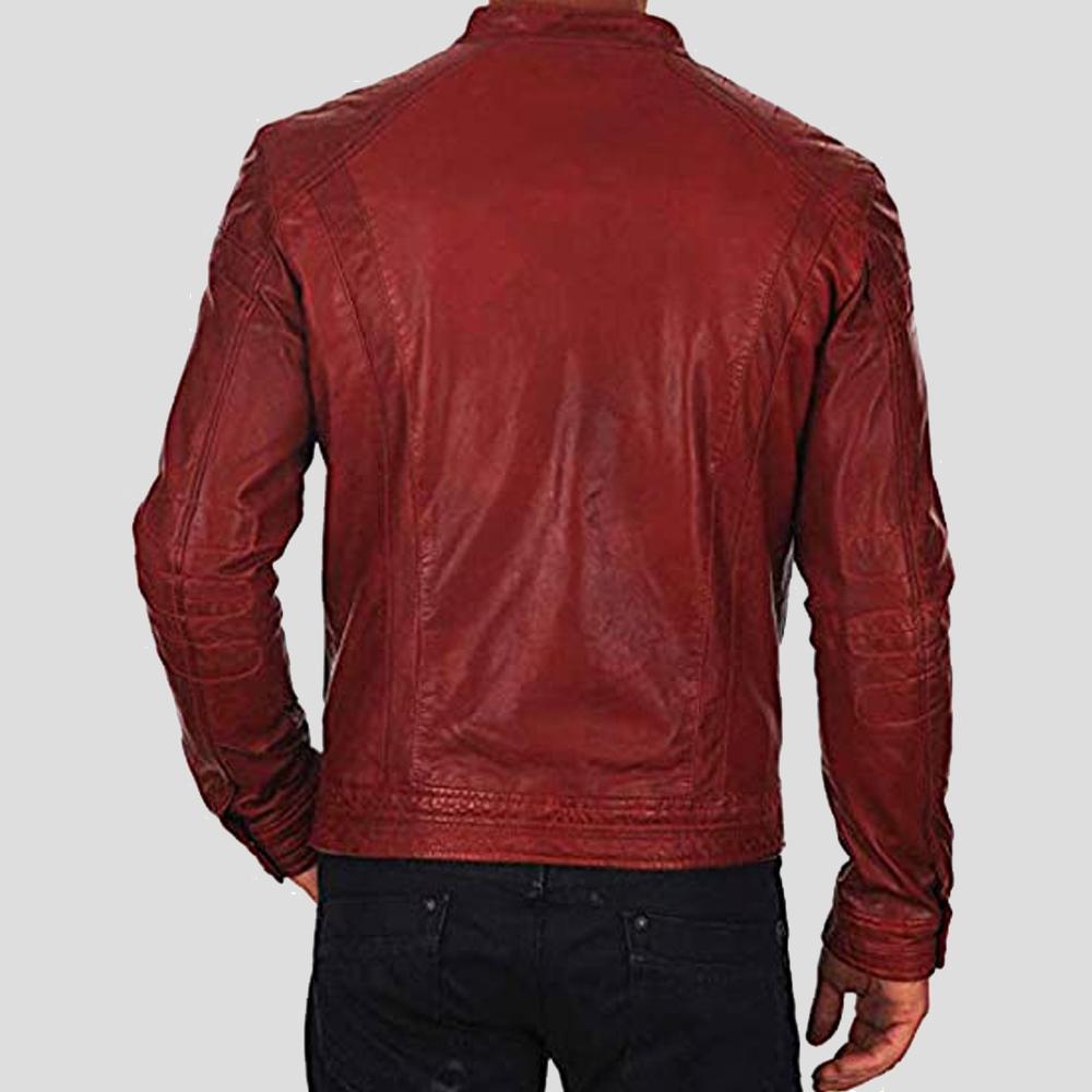 Dominic Red Racer Leather Jacket – Shearling leather