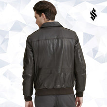 Load image into Gallery viewer, Flag Print Lining Men Leather Jacket - Shearling leather
