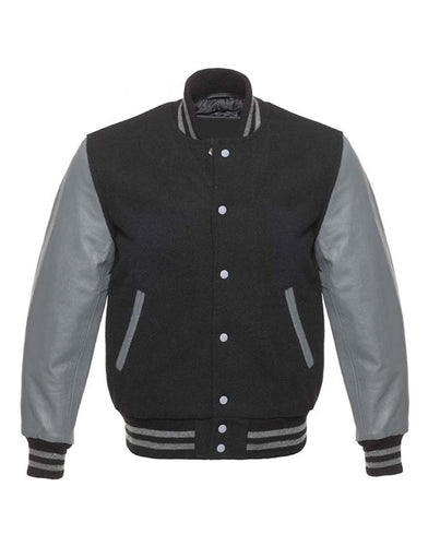 Grey Letterman Jacket - Shearling leather