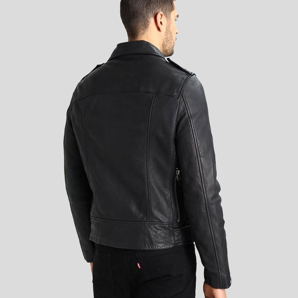 Lupe Black Removable Hooded Leather Jacket - Shearling leather