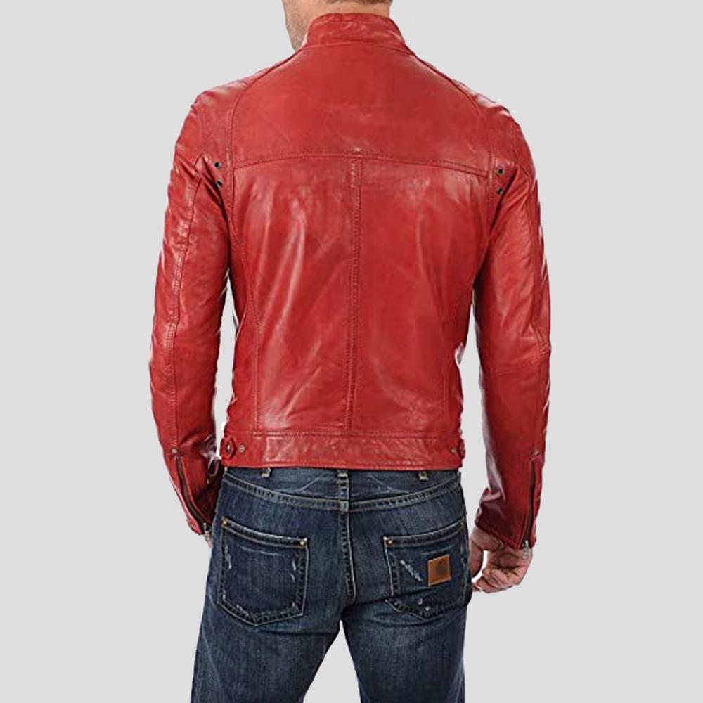 Hunter Red Racer Leather Jacket - Shearling leather