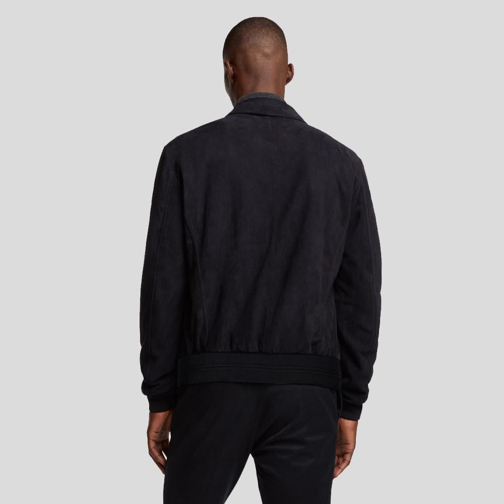 Jerry Blue Suede Leather Jacket - Shearling leather