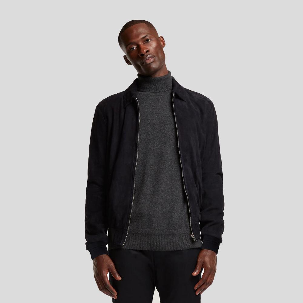 Jerry Blue Suede Leather Jacket - Shearling leather