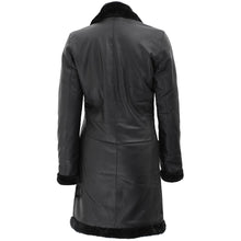 Load image into Gallery viewer, Womens Black Lambskin 3/4 Length Shearling Leather Coat

