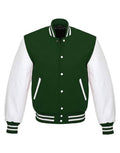 Letterman Jacket Forest Green - Shearling leather