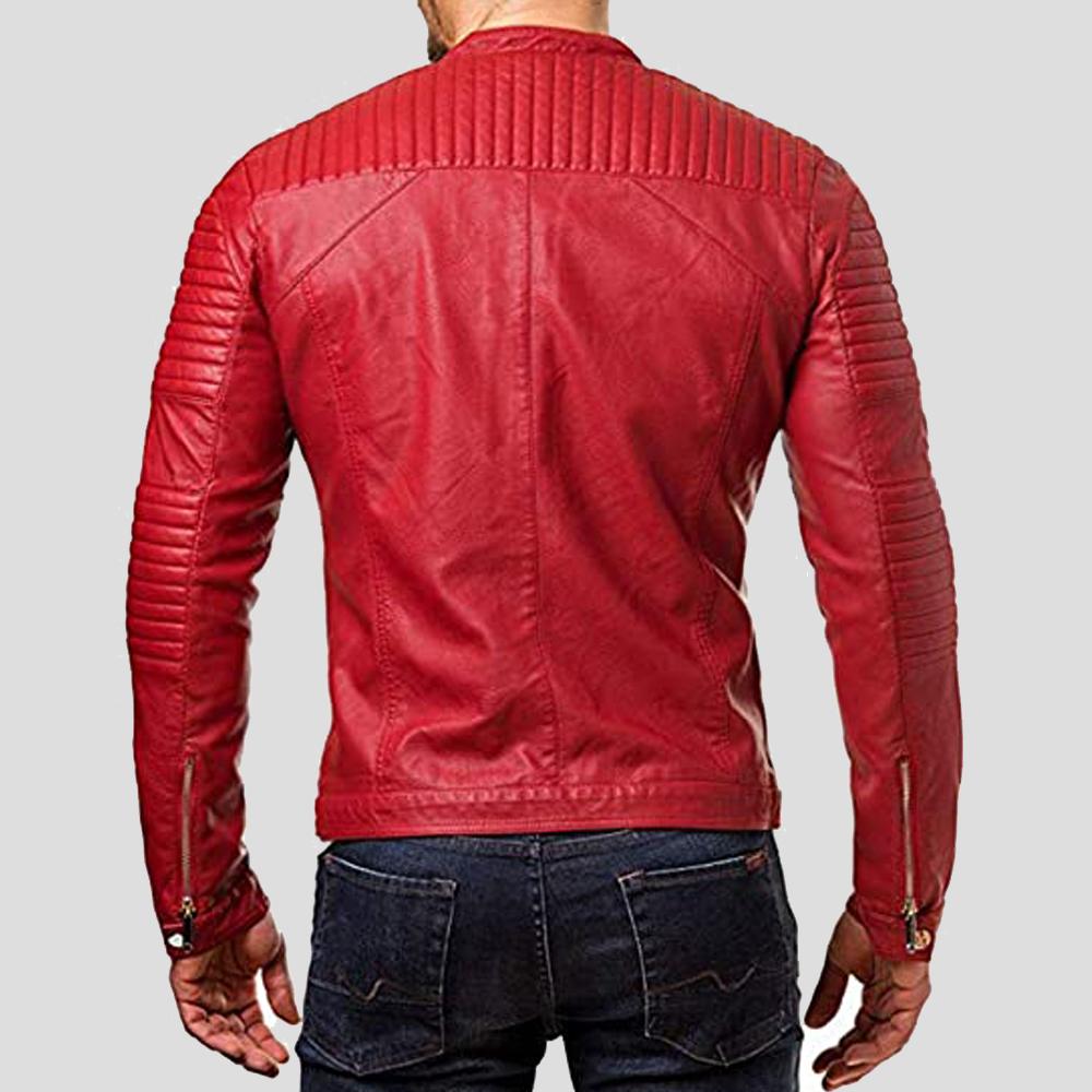 Mateo Red Quilted Leather Jacket - Shearling leather