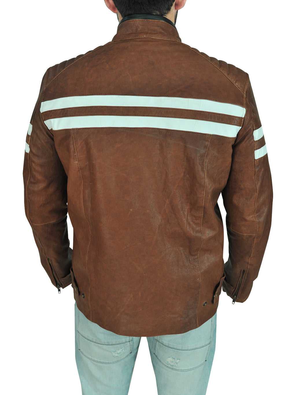 Classic Brown Leather Biker Jacket - Shearling leather