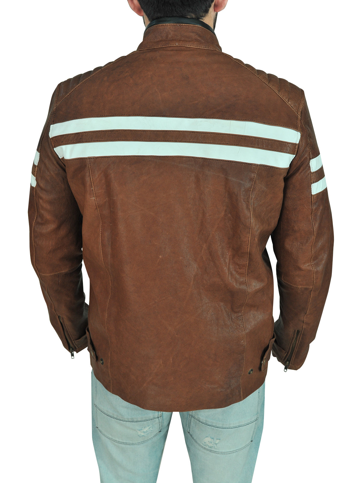 Classic Brown Leather Biker Jacket - Shearling leather