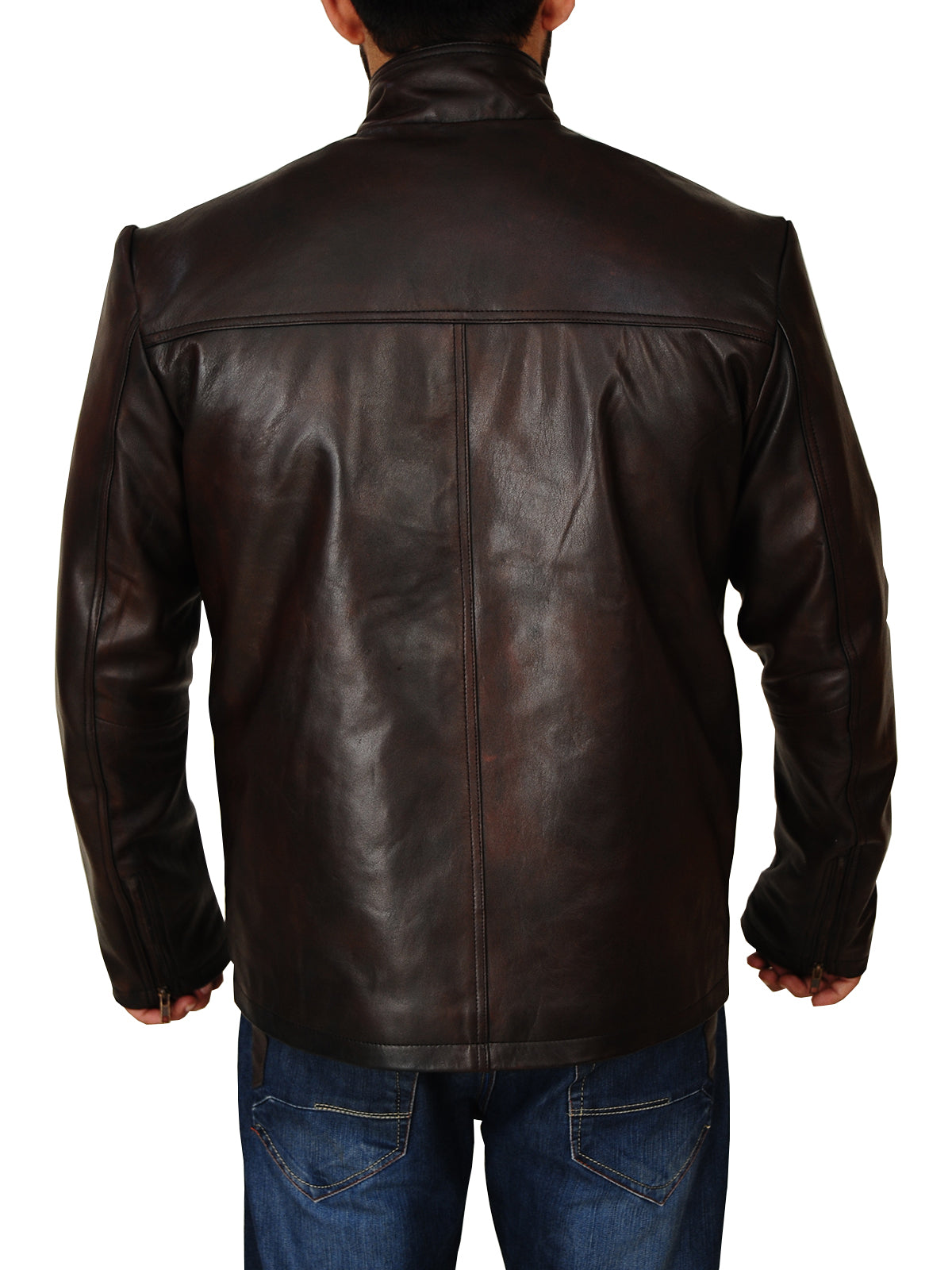 Men Dark Brown Leather Jacket - Shearling leather