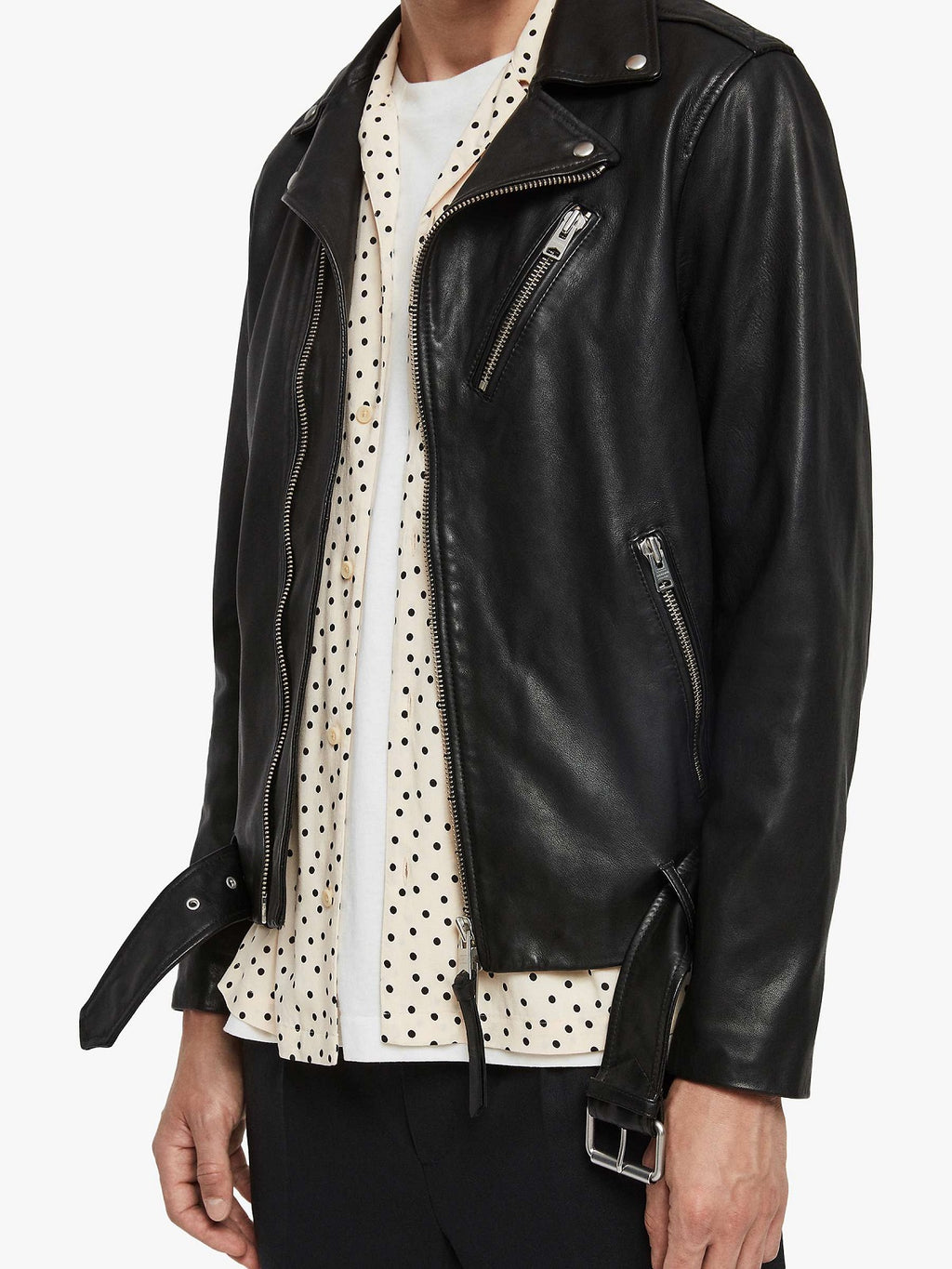 Natty Black Jacket For Men - Shearling leather