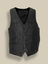 Load image into Gallery viewer, Men Matte Black Vest - Shearling leather
