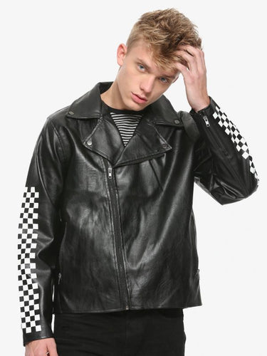 Black Leather Jacket - Shearling leather