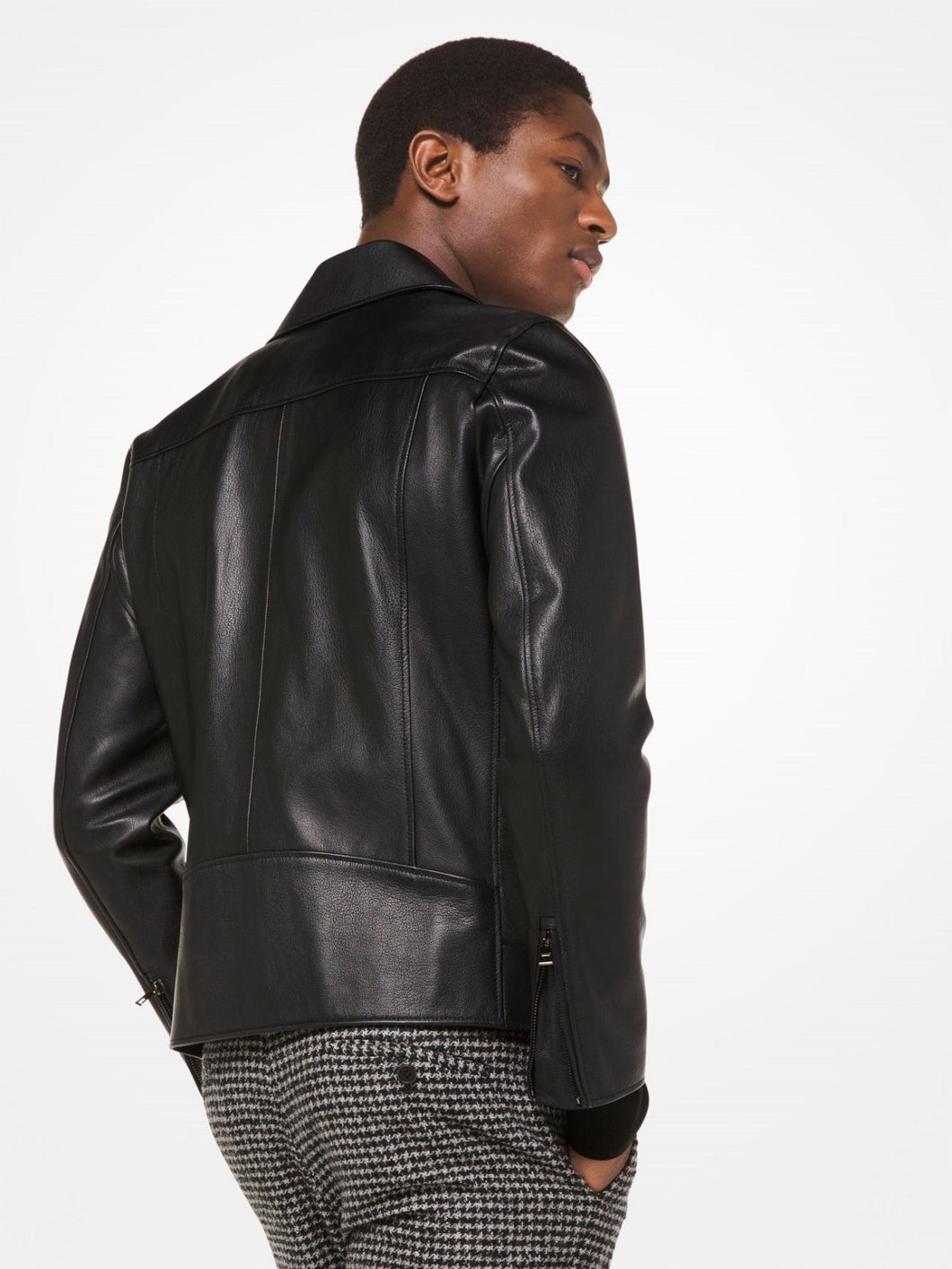 Black Leather Jacket - Shearling leather