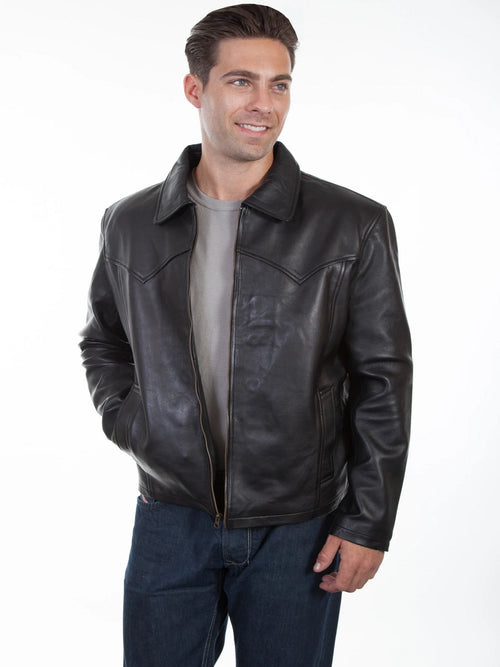 Black Leather Jacket - Shearling leather
