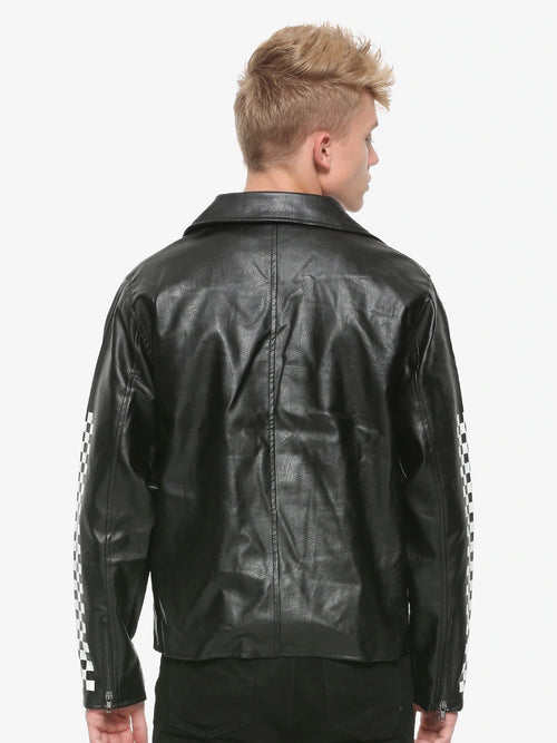 Black Leather Jacket - Shearling leather