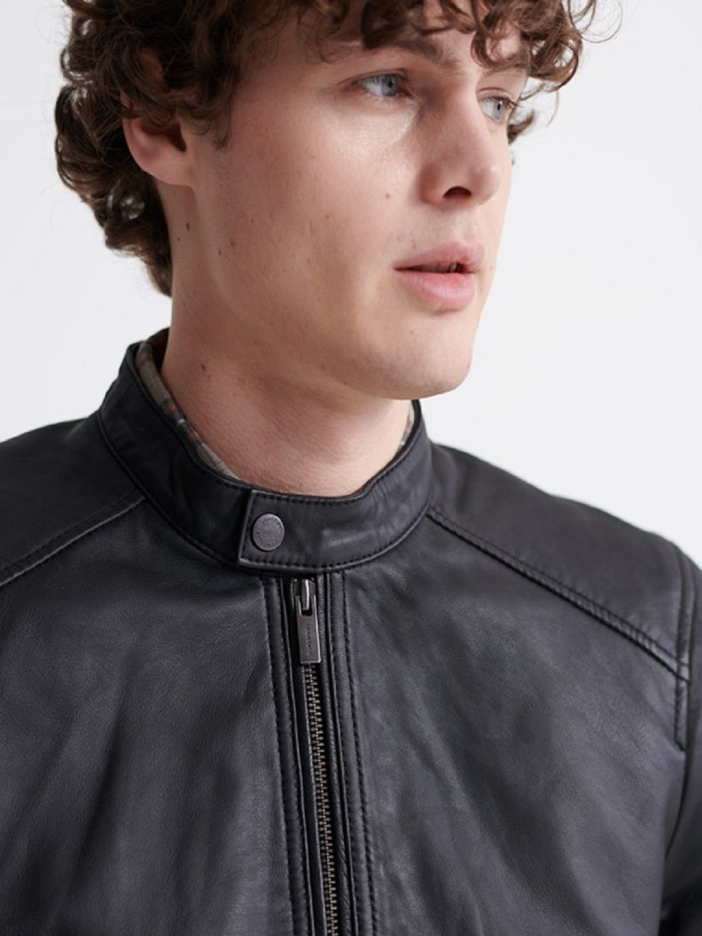 Black Leather Jacket - Shearling leather