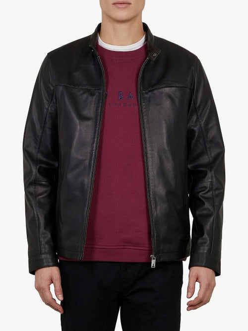 Black Leather Jacket - Shearling leather