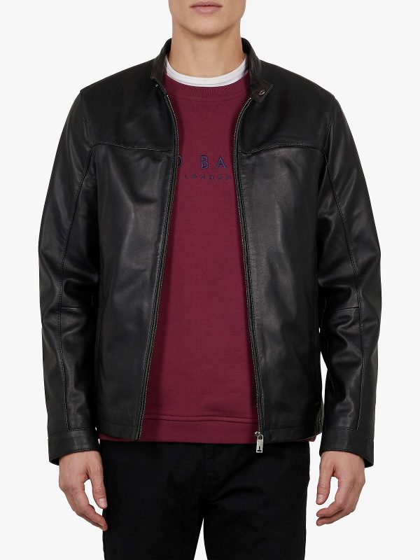 Black Leather Jacket - Shearling leather