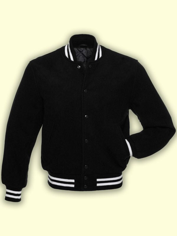 Black Fleece Varsity Jacket - Shearling leather