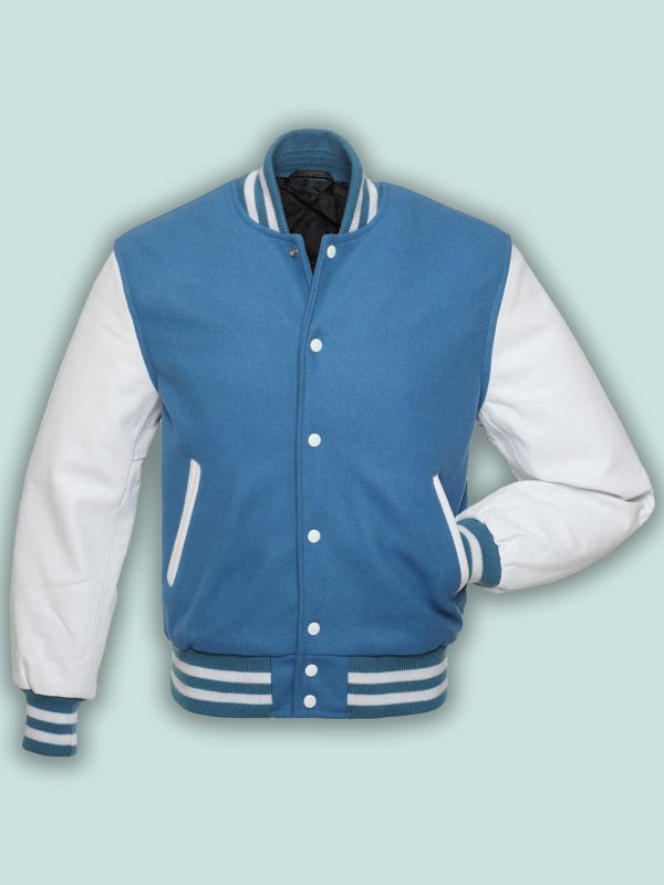 Blue Varsity Jacket - Shearling leather