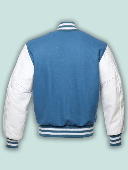 Blue Varsity Jacket - Shearling leather