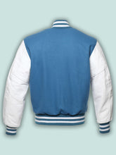 Load image into Gallery viewer, Blue Varsity Jacket - Shearling leather
