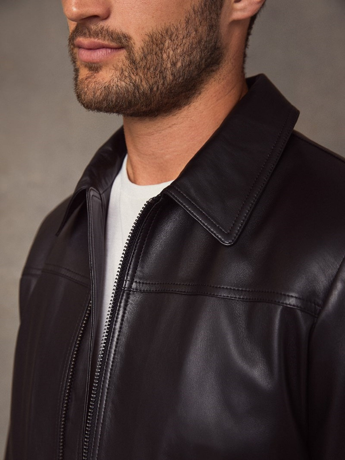 Men Vintage Black Leather Jacket - Shearling leather