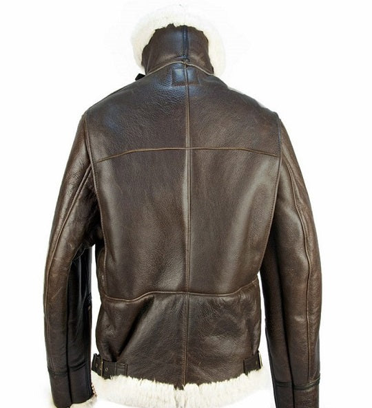 Men B3 Sheepskin Brown Bomber Jacket - Shearling leather