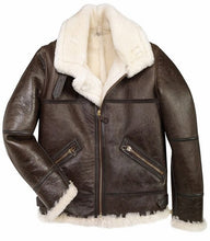 Load image into Gallery viewer, Men B3 Sheepskin Brown Bomber Jacket - Shearling leather

