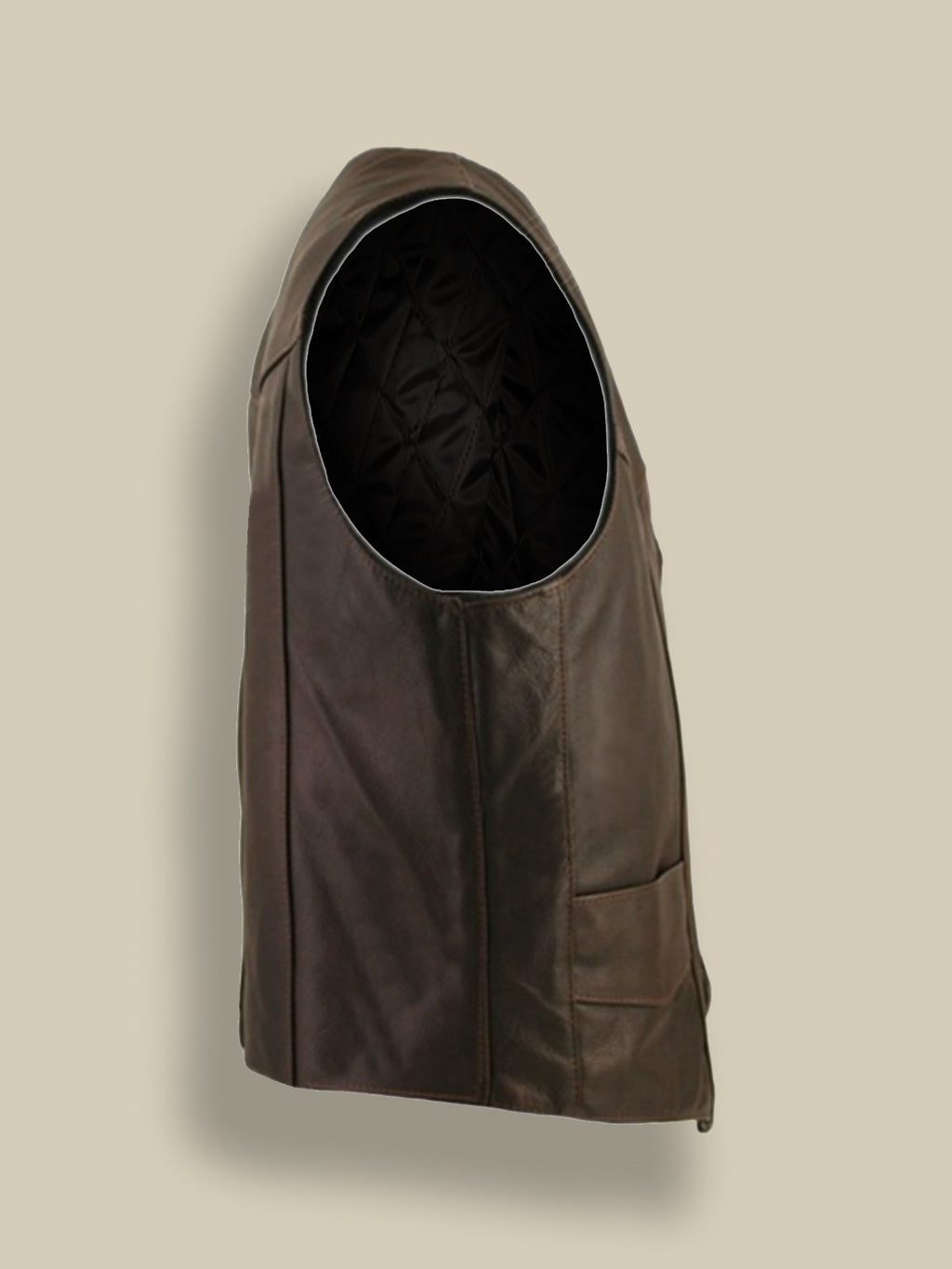 Men Brown Classic Biker Vest - Shearling leather