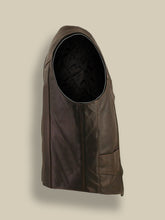 Load image into Gallery viewer, Men Brown Classic Biker Vest - Shearling leather
