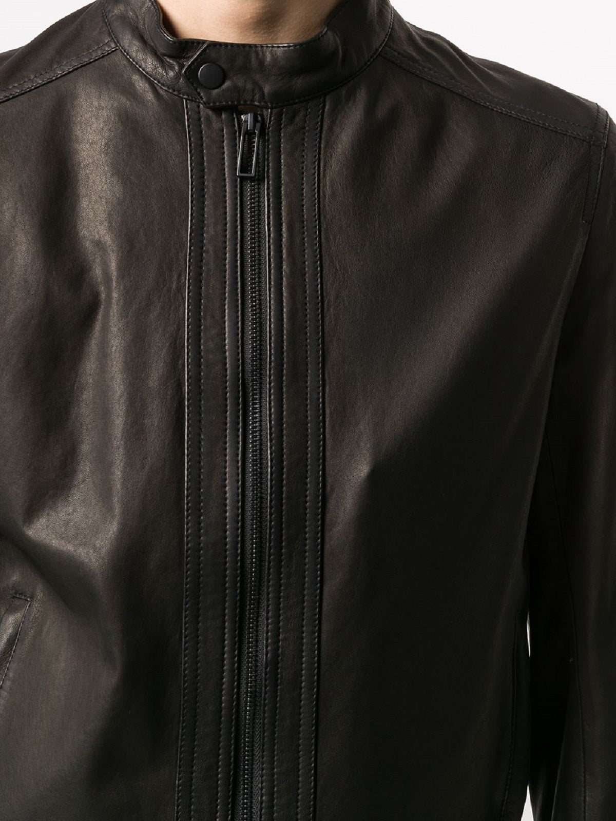 Black Leather Jacket - Shearling leather